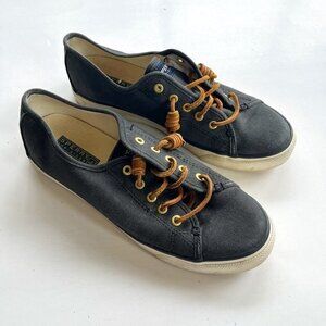 Sperry "Seacoast" Navy Burnished Canvas Rawhide Lace Up Sneaker Womens Size 8.5M